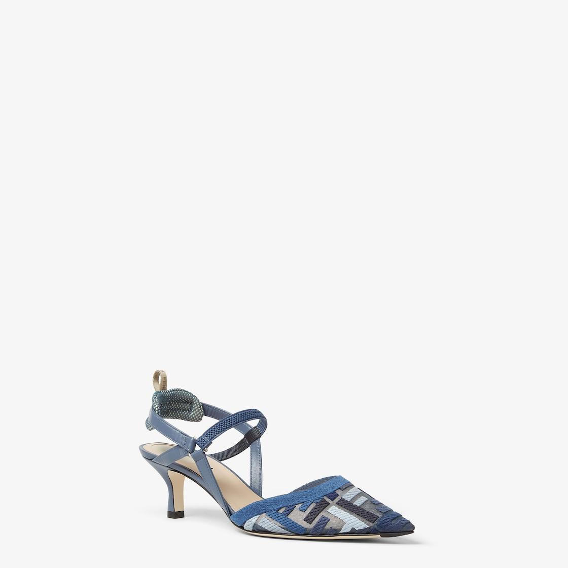 Colibrì LiteBlue mesh medium-heeled slingbacks with FF embroidery Product Image