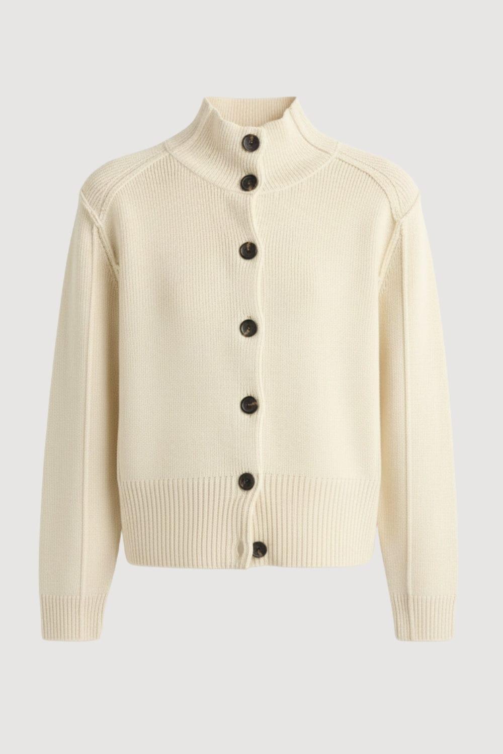 Clove Button Mock-Neck Knit Cardigan Product Image