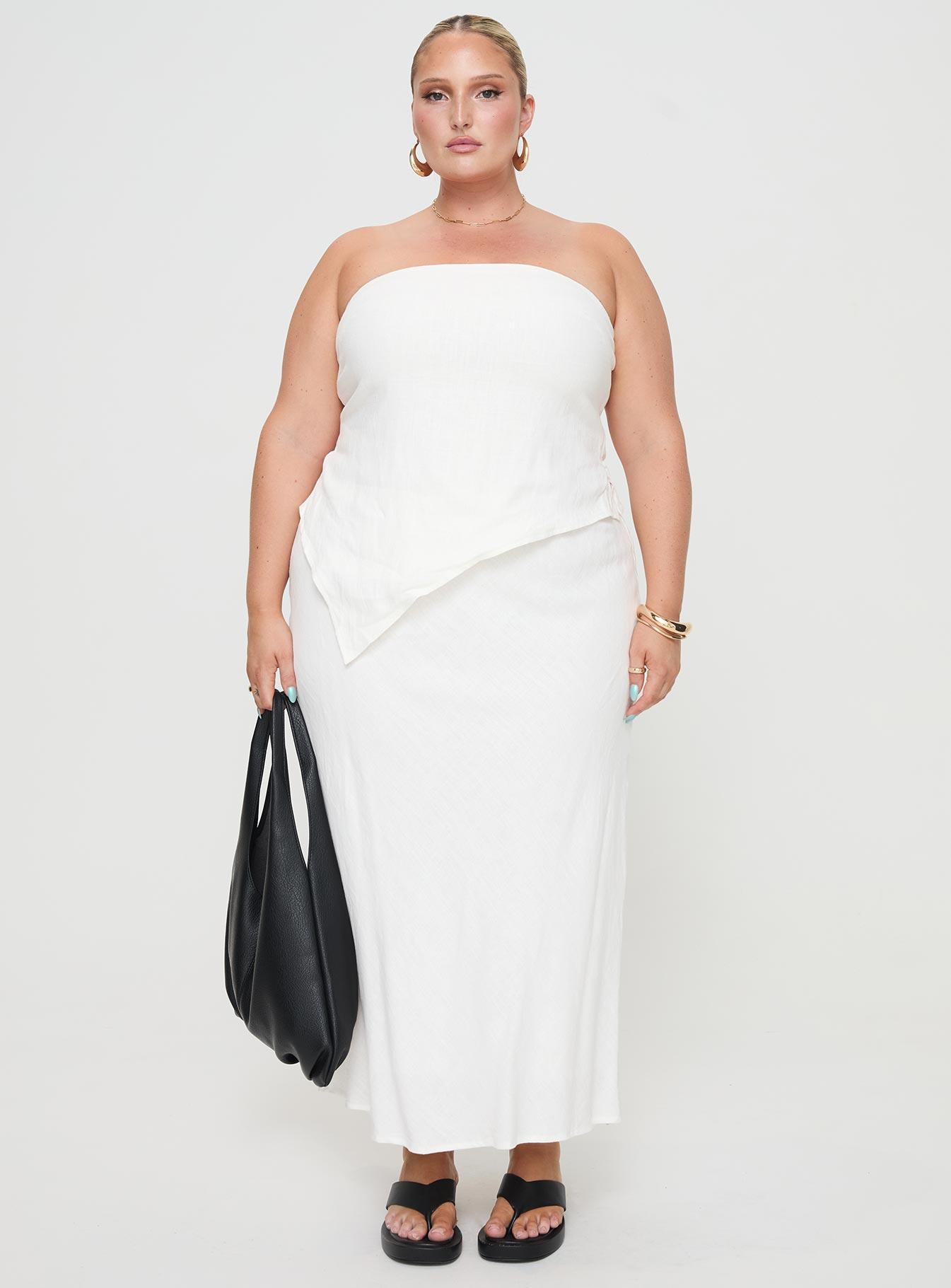 Ermias Linen Blend Midi Skirt White Curve Product Image