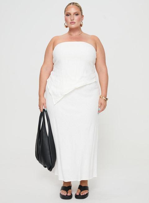 Ermias Linen Blend Midi Skirt White Curve Product Image