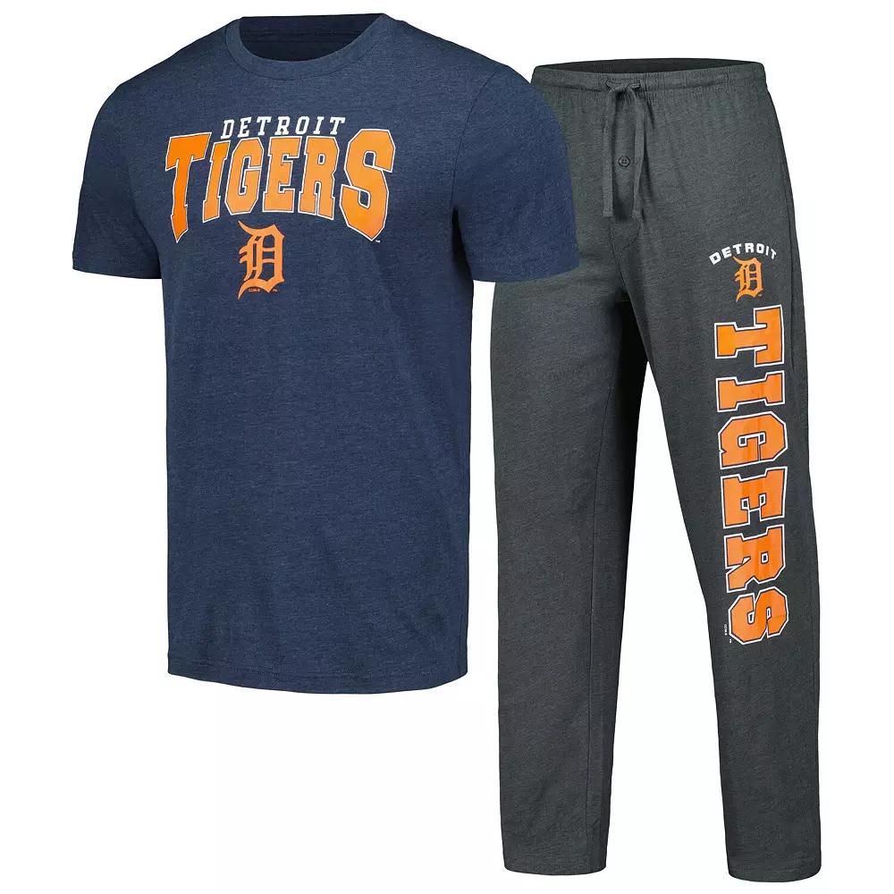 Men's Concepts Sport Charcoal/Navy Detroit Tigers Meter T-Shirt & Pants Sleep Set, Size: Medium Product Image