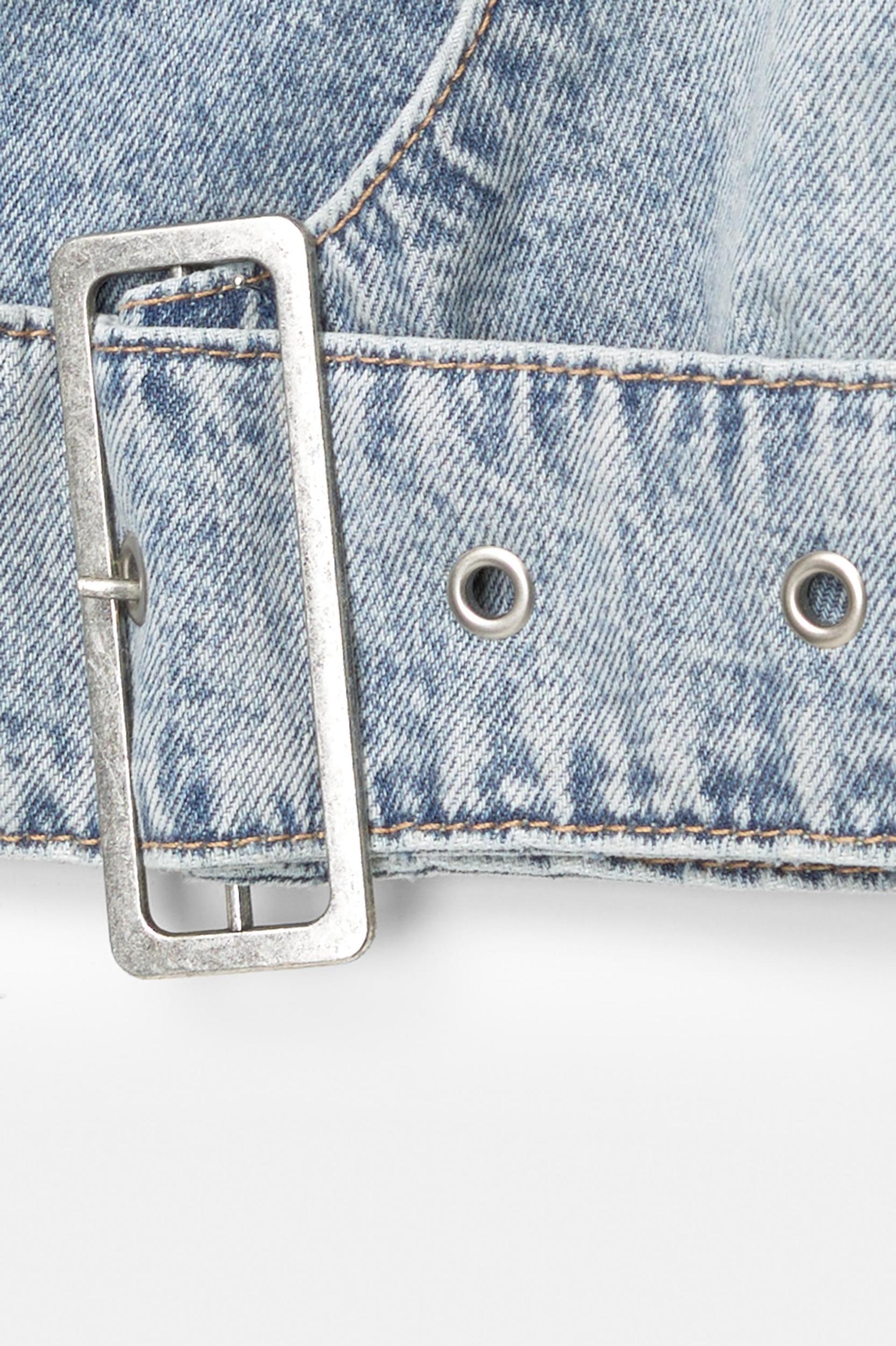 Denim crop top with buckle Product Image