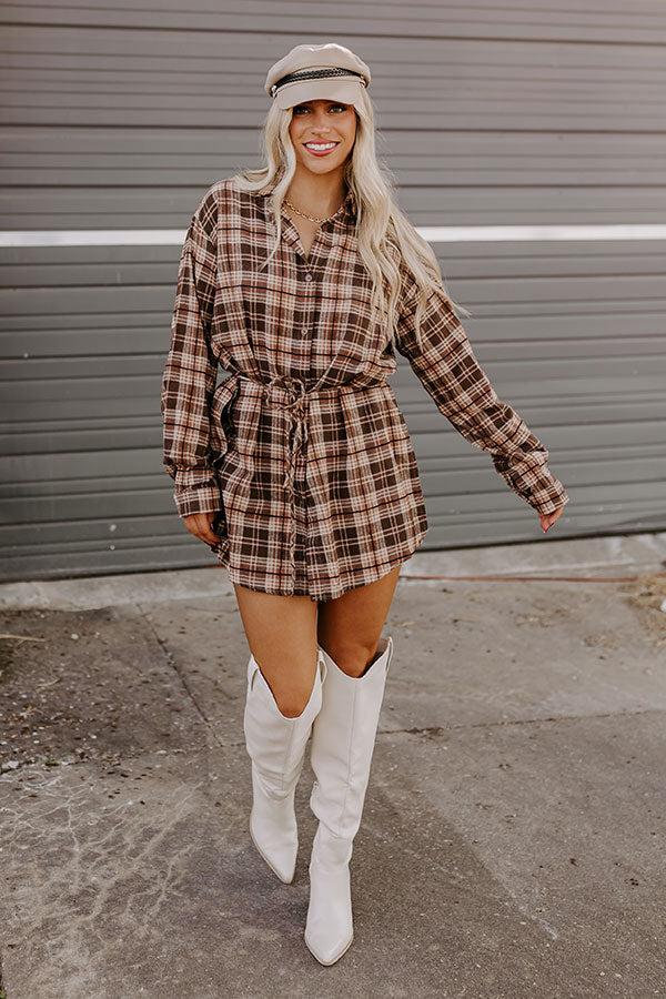 Pumpkin Patch Cutie Flannel Romper in Brown Product Image