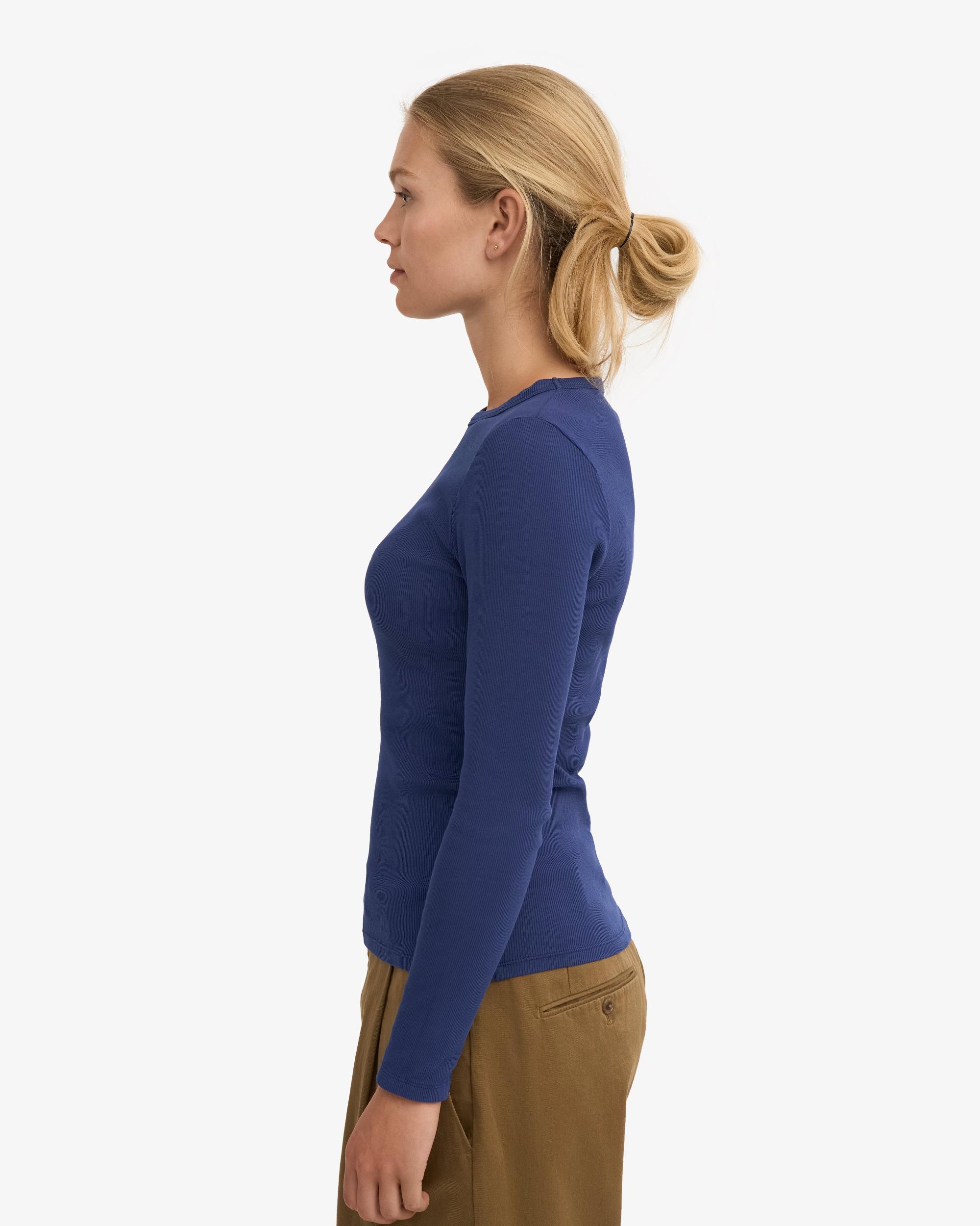 Women Organic Rib LS T-Shirt - Marine Blue Product Image