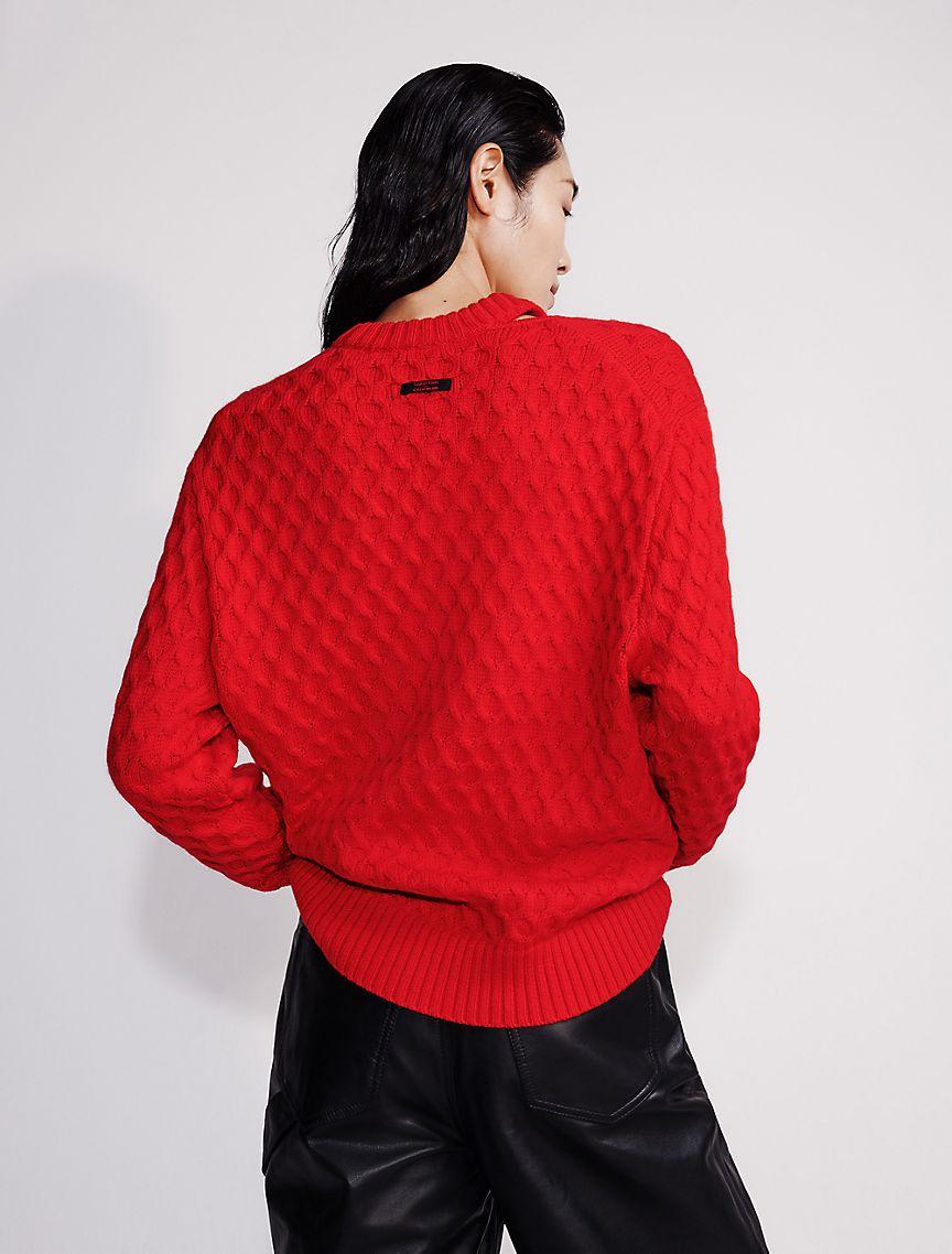 Merino Wool Cable Knit Relaxed Crewneck Sweater Product Image