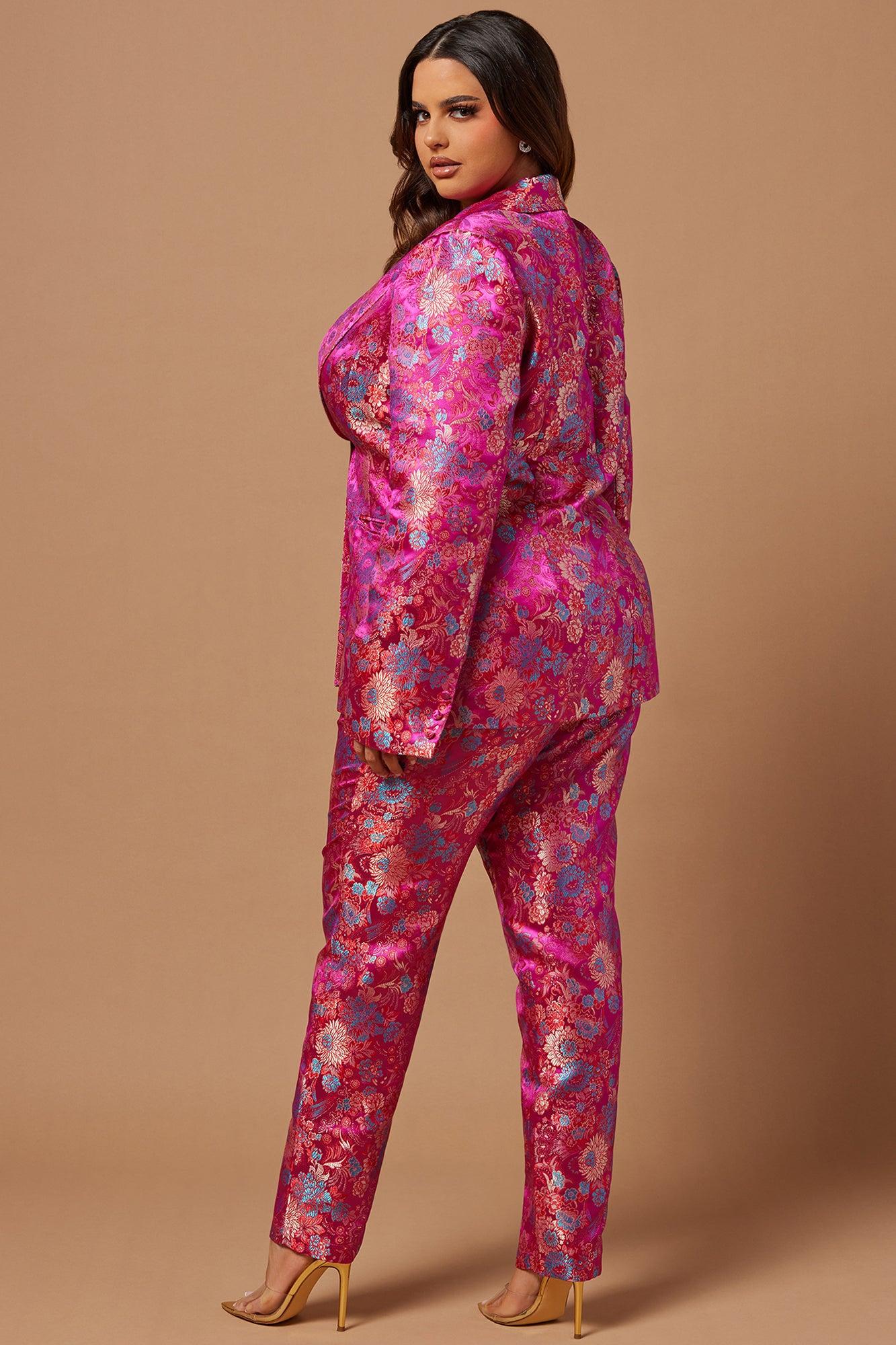Pretty In Pink Embroidered Suit Set - Fuchsia Product Image