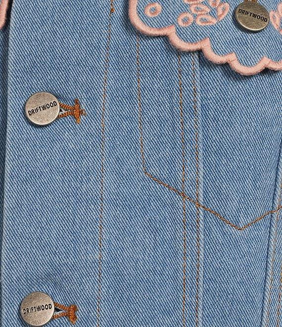 Driftwood Venus Eyelet Floral Embroidered Denim Vest Product Image