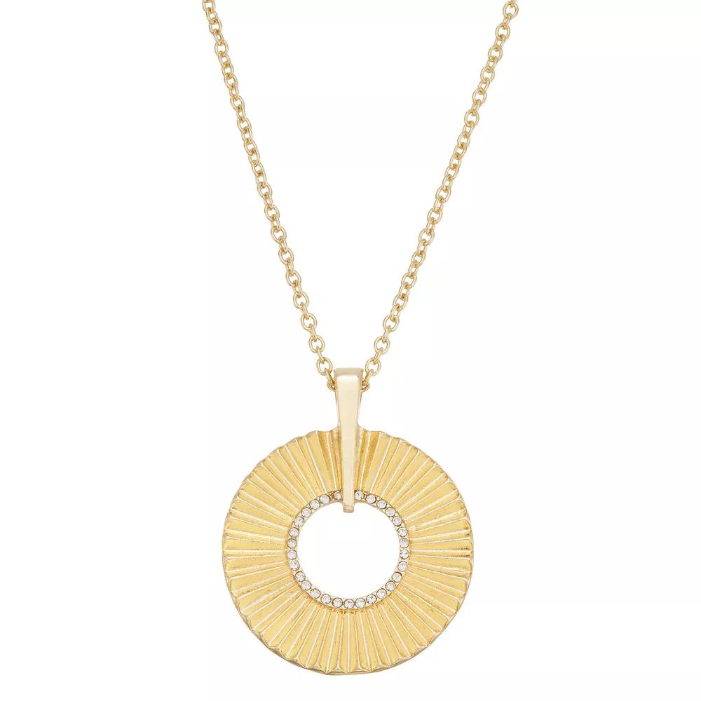 Sonoma Goods For Life® Gold Tone Diamond-Cut Disc Pendant Necklace, Women's, None Product Image