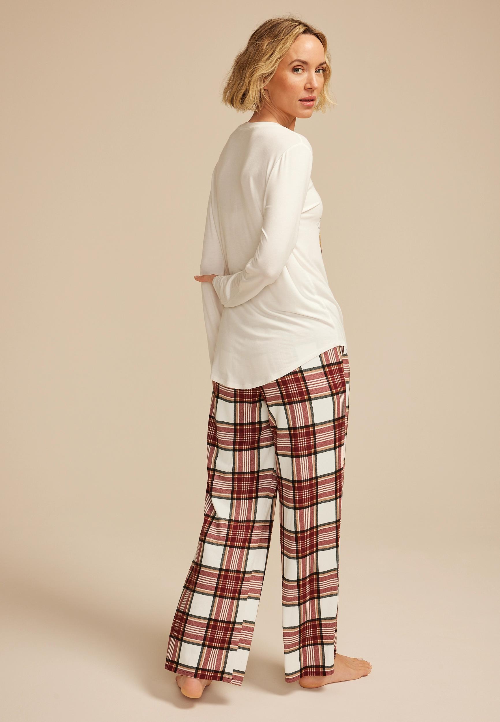Fall Road Trip Graphic Tee And Wide Leg Pajama Set Product Image