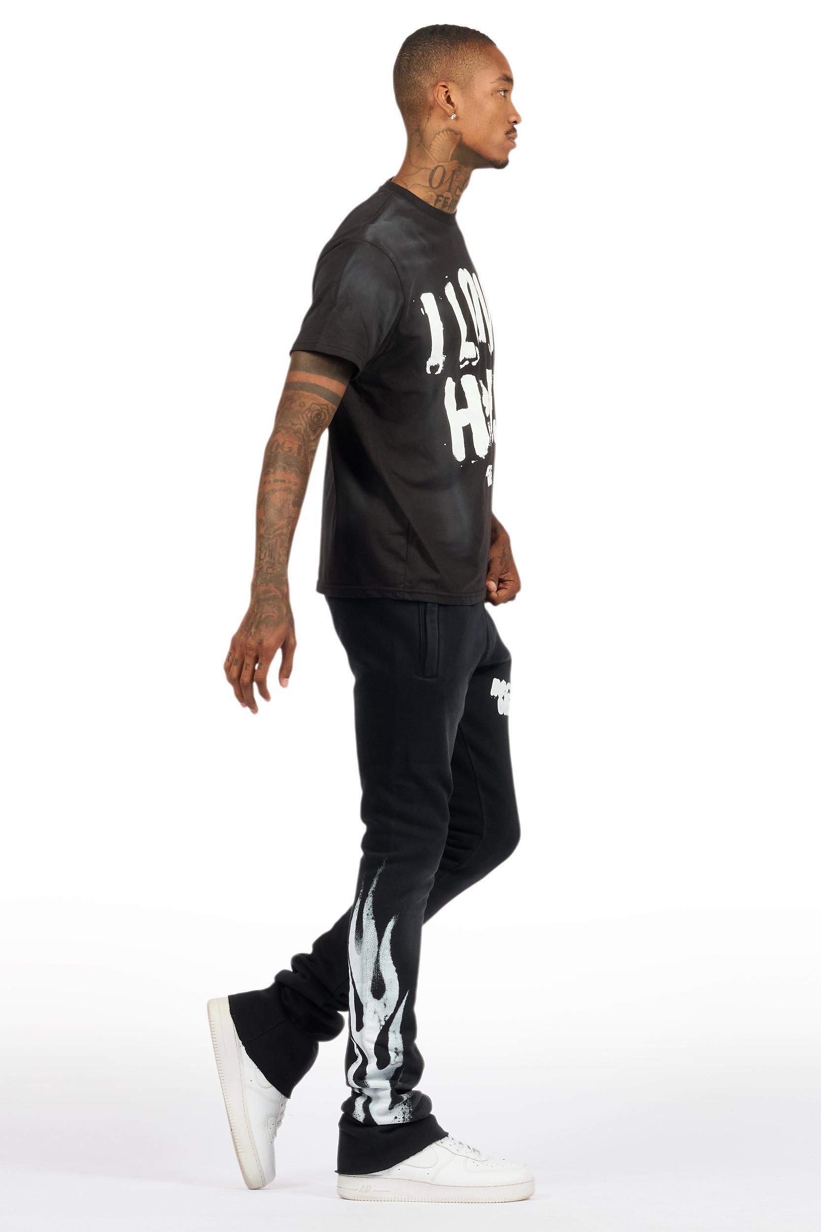 Banyan Black T-Shirt/Stacked Flare Track Set Male Product Image