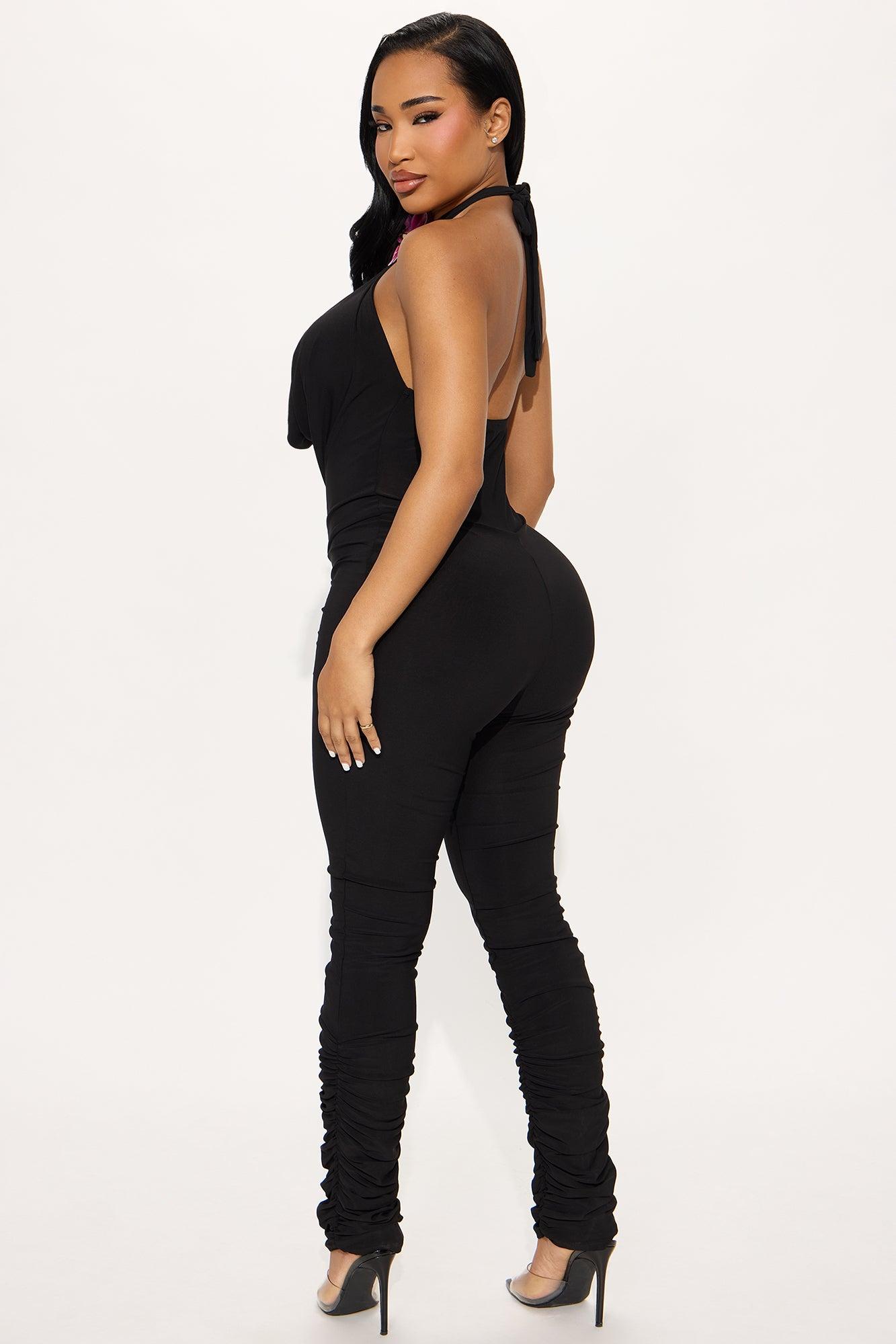Galea Halter Stacked Jumpsuit - Black Product Image