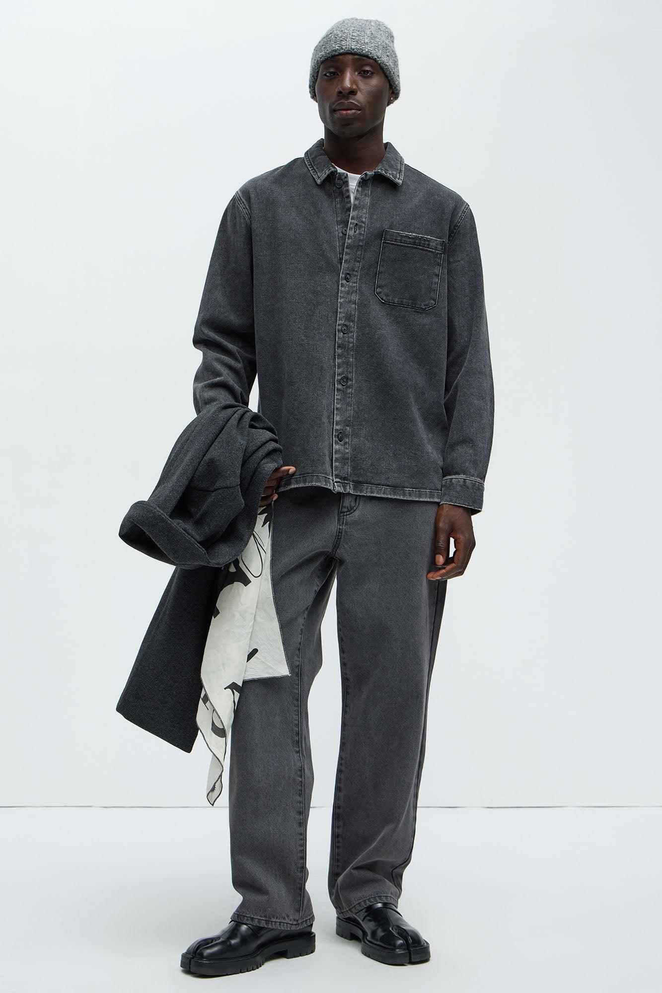 Hatton Denim Button Up Shirt - Black Wash Product Image