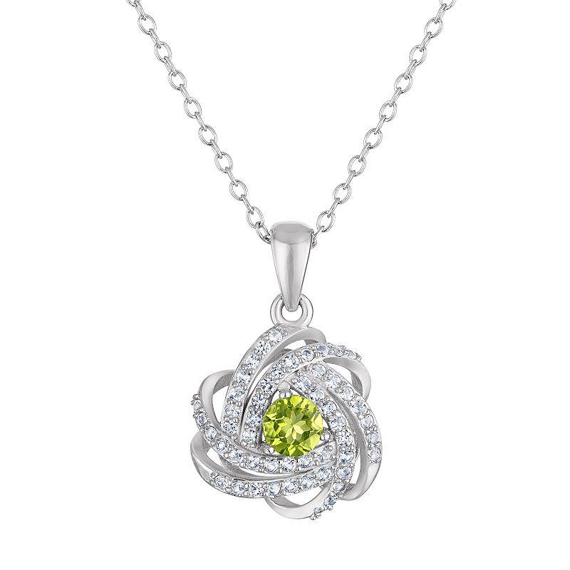 Designs by Gioelli Sterling Silver Gemstone Love Knot Pendant Necklace, Womens, Cr Red Product Image