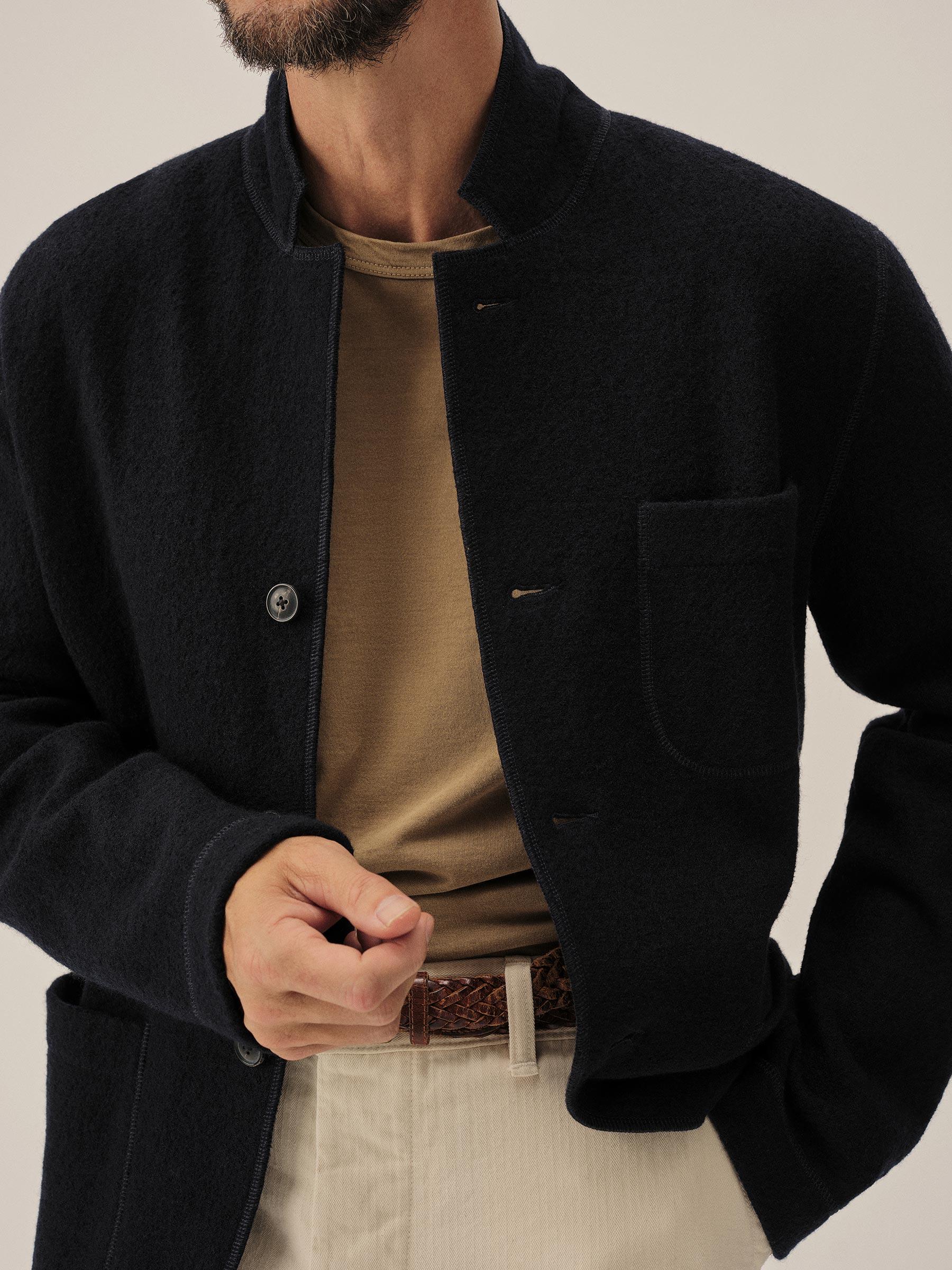 Navy Felted Chore Coat Product Image