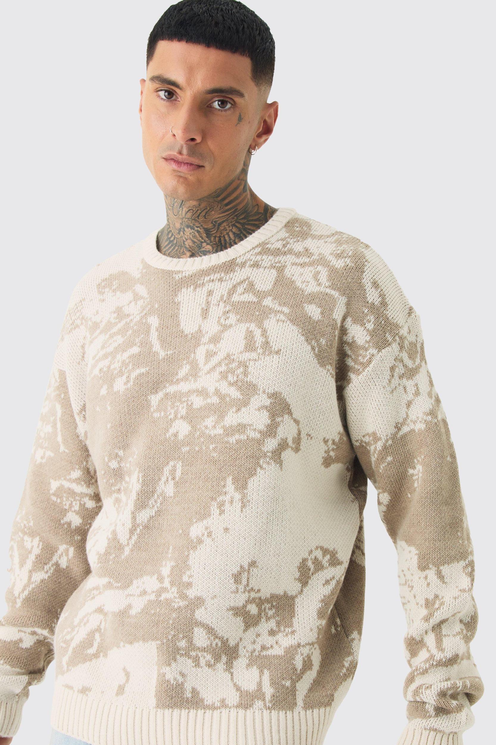 Tall Renaissance Oversized Knitted Sweat | boohooMAN USA Product Image