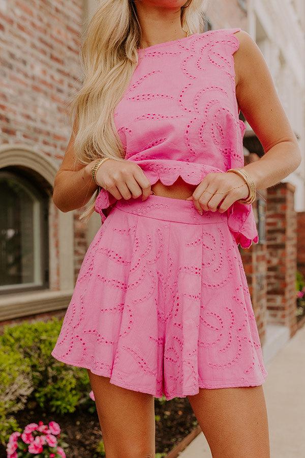 Prosecco Sippin' High Waist Eyelet Shorts Product Image