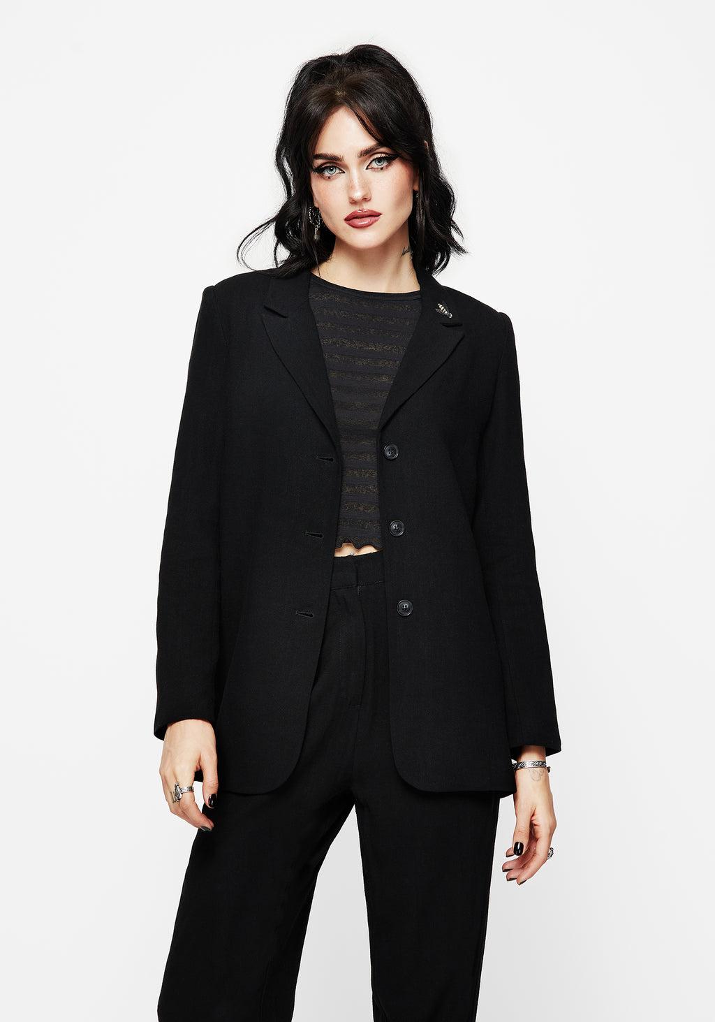 Chloris Embroidered Longline Blazer Product Image