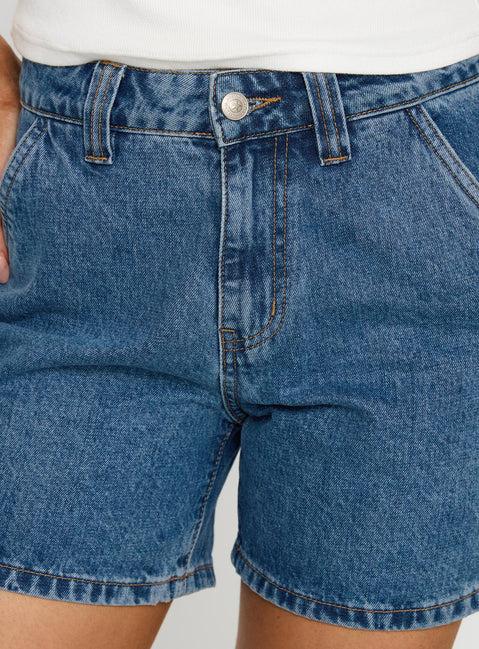 Lou Carpenter Denim Shorts Mid Wash Lower Impact Product Image