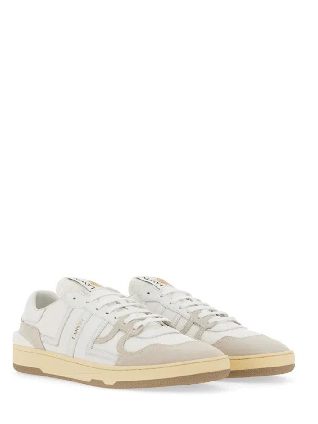 LANVIN Mesh And Leather Clay Sneakers With In White Product Image