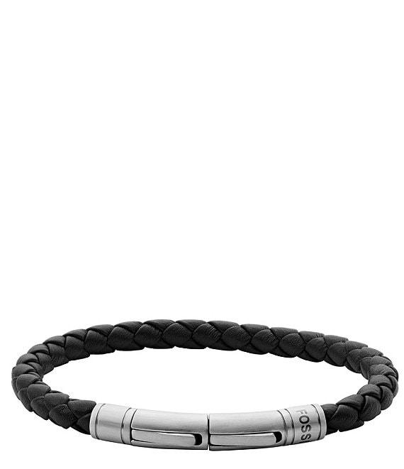 Fossil Men's Vintage Casual Braided Leather Bracelet Product Image