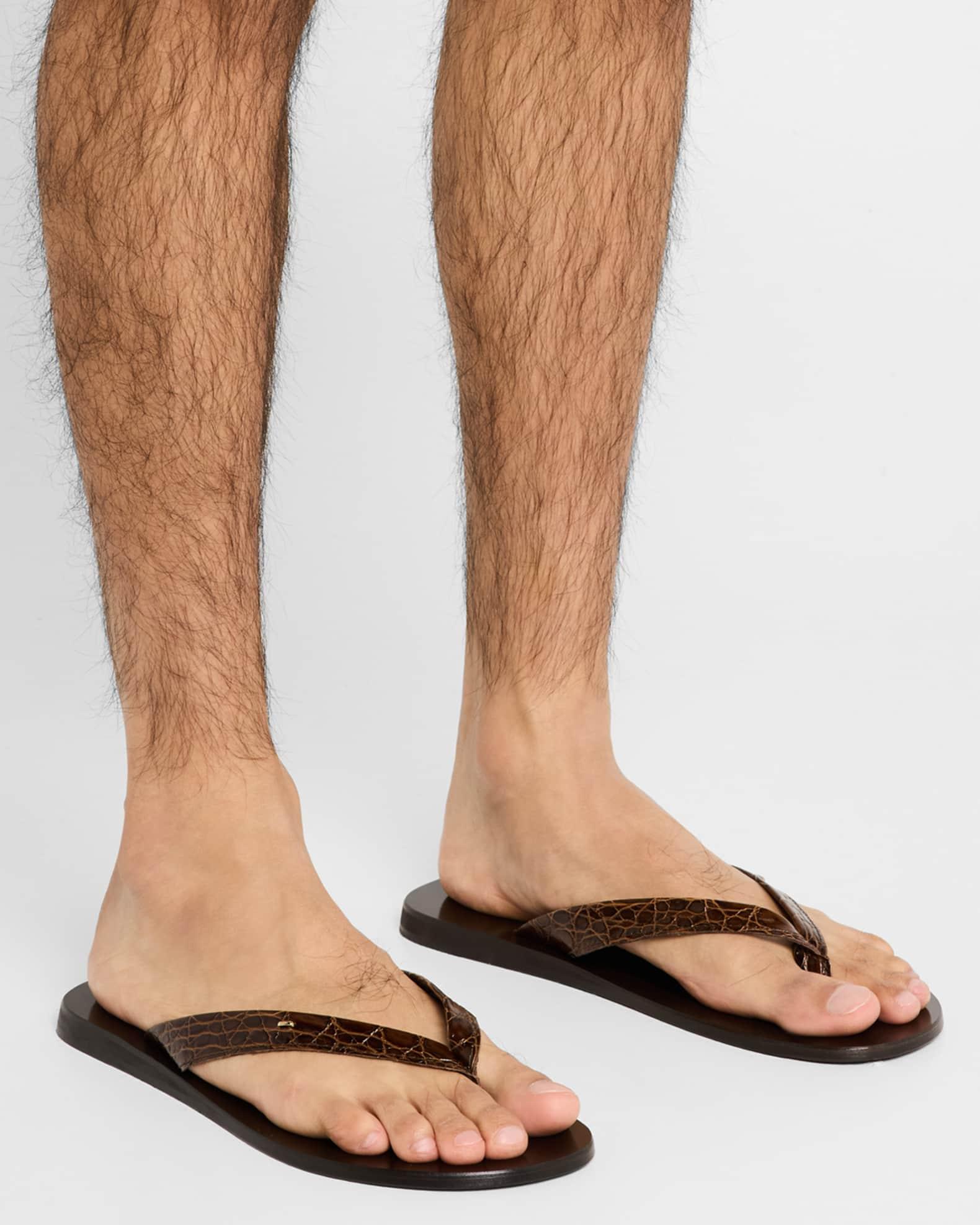 Men's Hally 10 Croc-Effect Leather Flip Flops Product Image