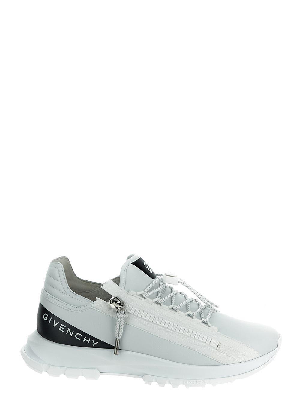 GIVENCHY Spectre Runner Leather Sneakers With 4g Side Zip Detail In White Product Image