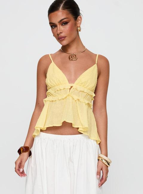 Blondelle Frill Detail Top Yellow Product Image