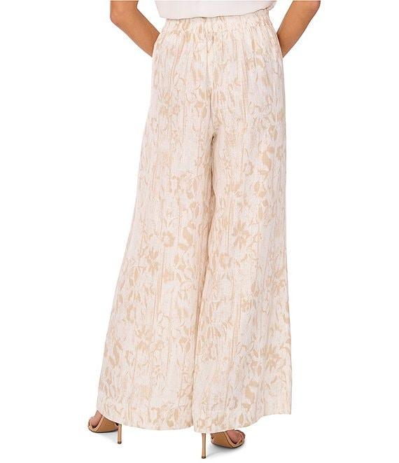 Vince Camuto Linen Printed Wide-Leg Pull On Pants Product Image