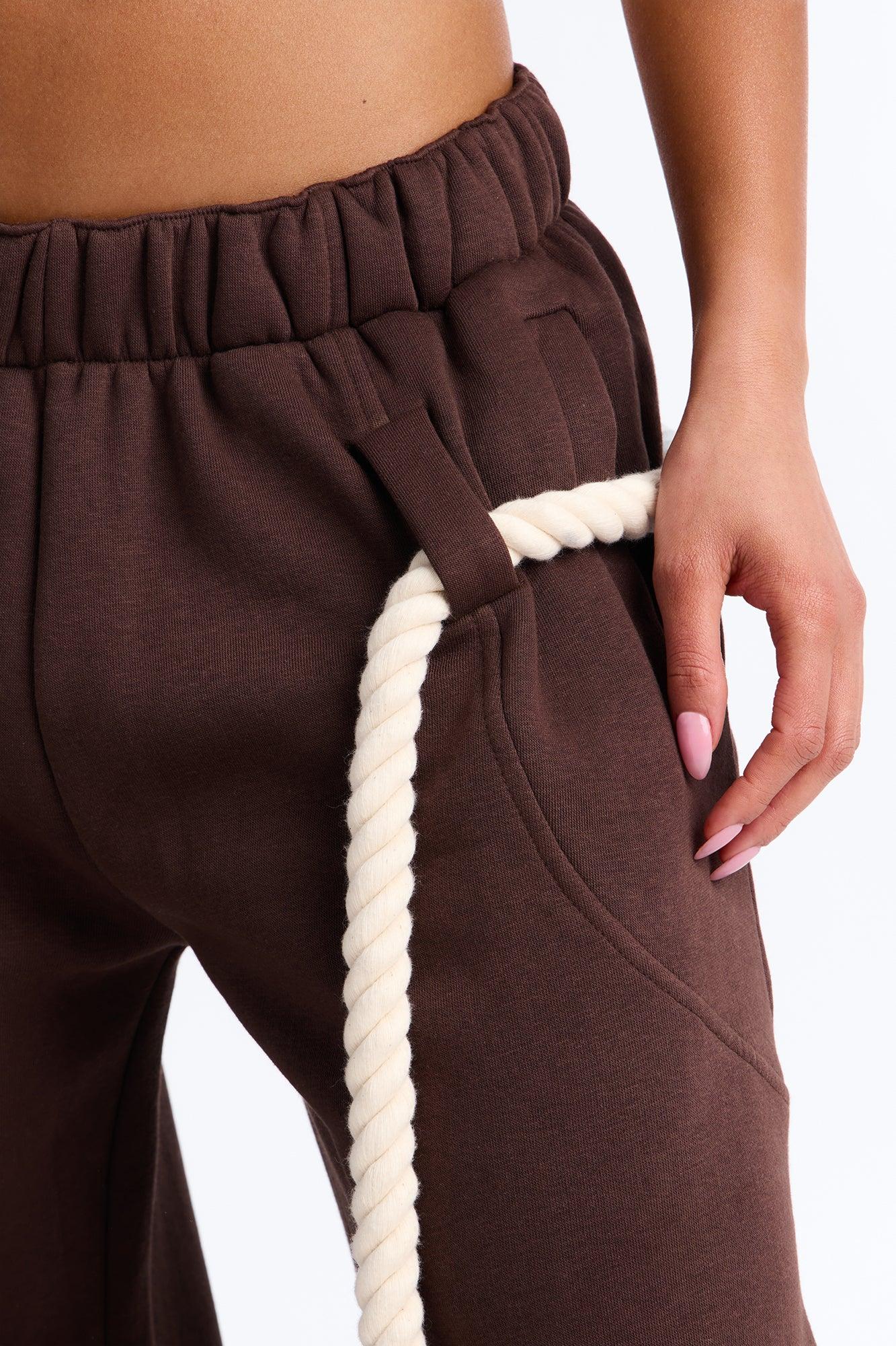 Rope Me In Baggy Barrel Sweatpants - Chocolate Female Product Image