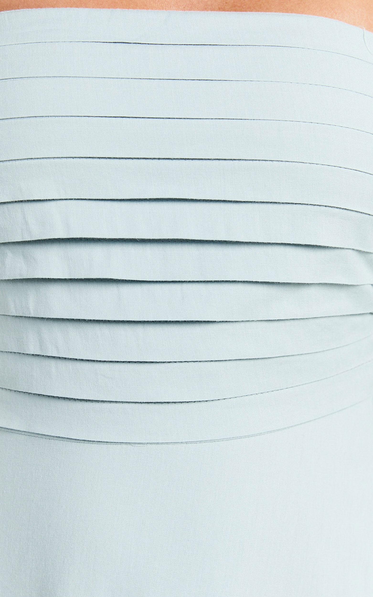 Barbra Midi Dress - Strapless Ruched Bodice Dress in Blue Product Image