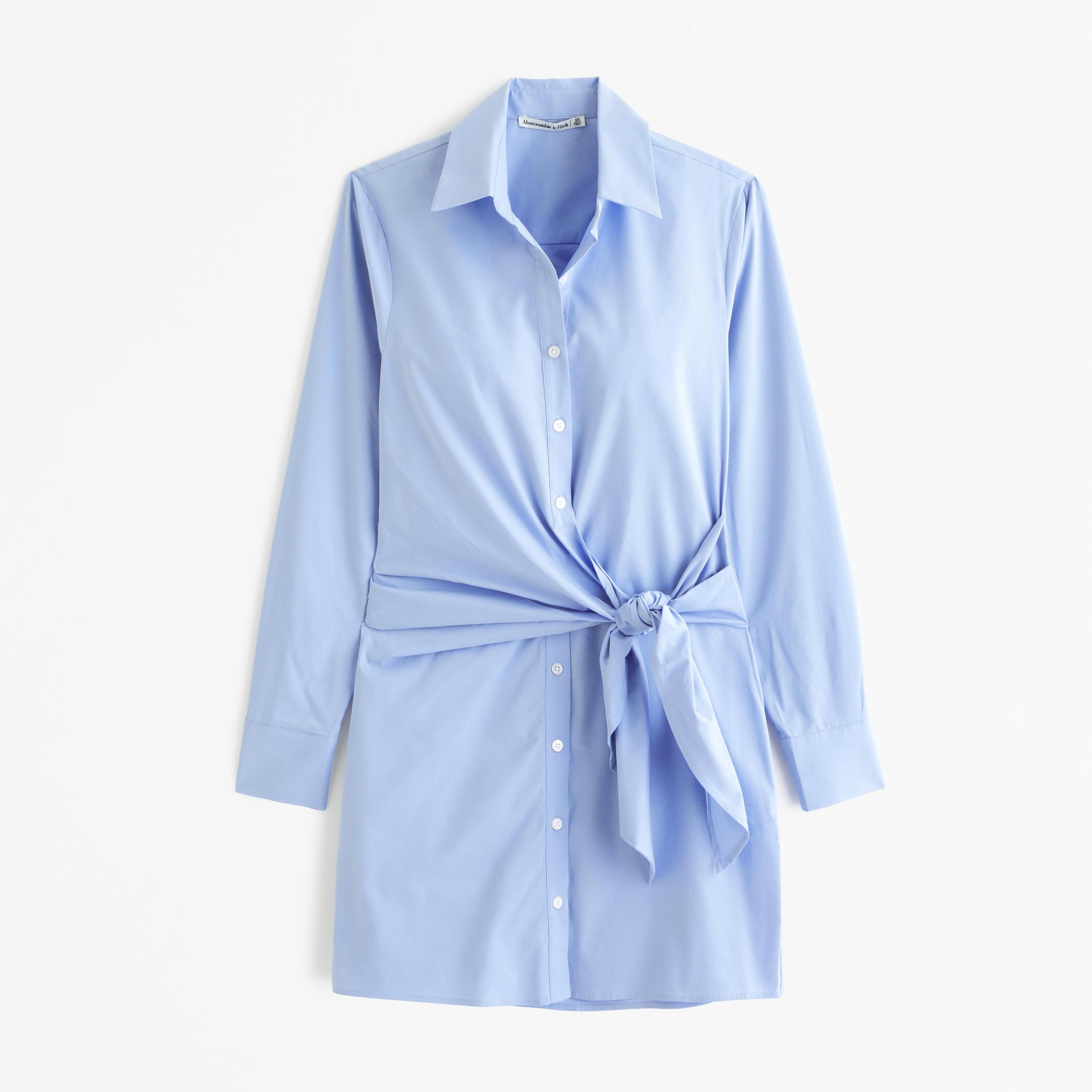 Long-Sleeve Wrap Shirt Dress Product Image