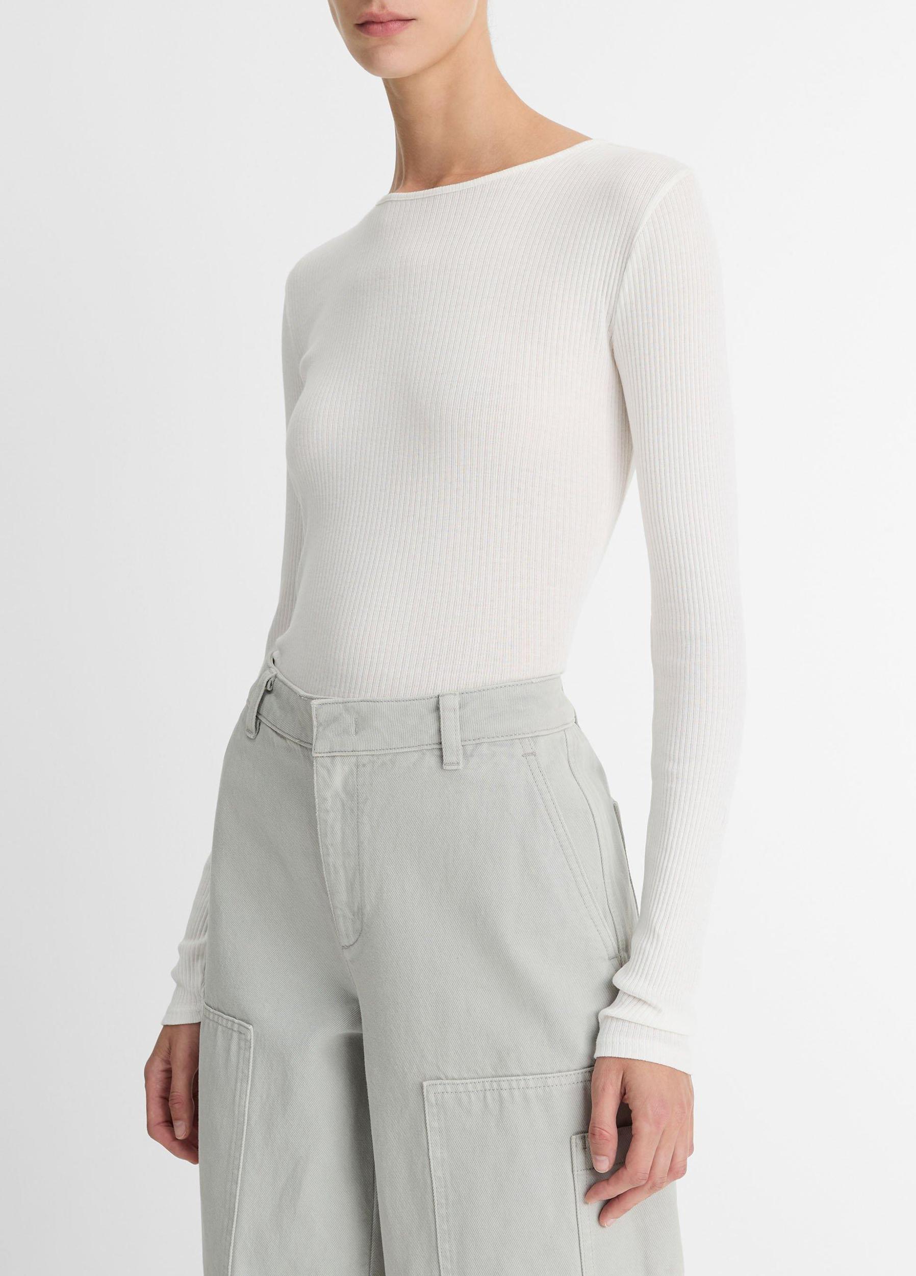 Ribbed Pima Cotton Long-Sleeve T-Shirt Product Image