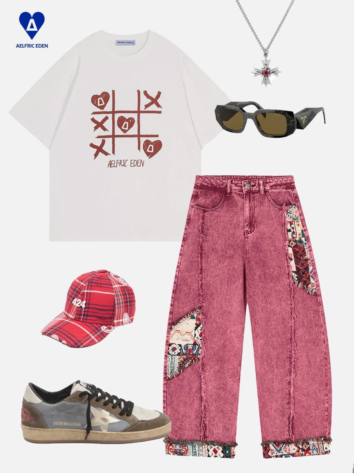 Aelfric Eden Frayed Ethnic Baaggy Barrel Jeans Product Image