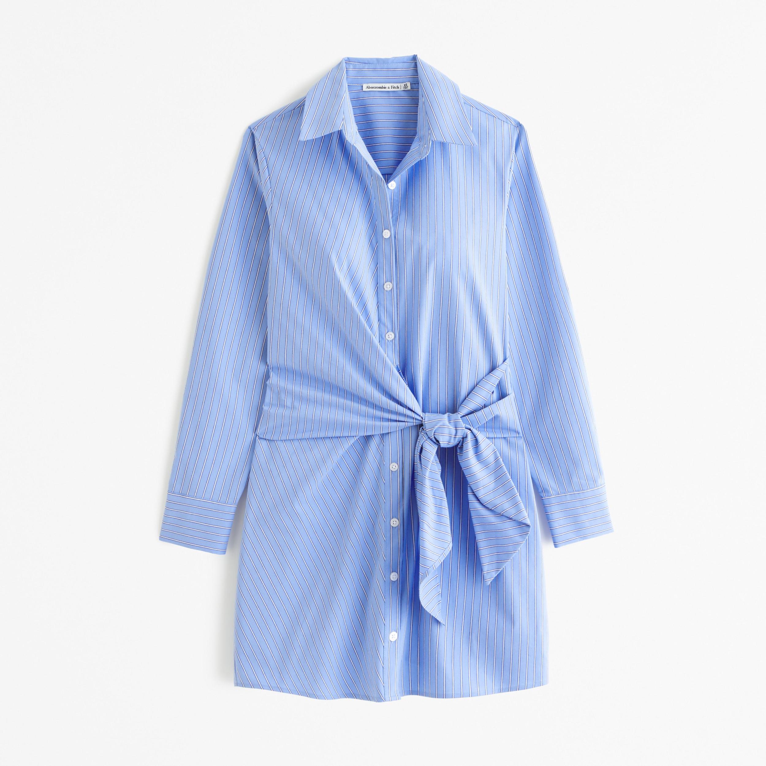 Long-Sleeve Wrap Shirt Dress Product Image