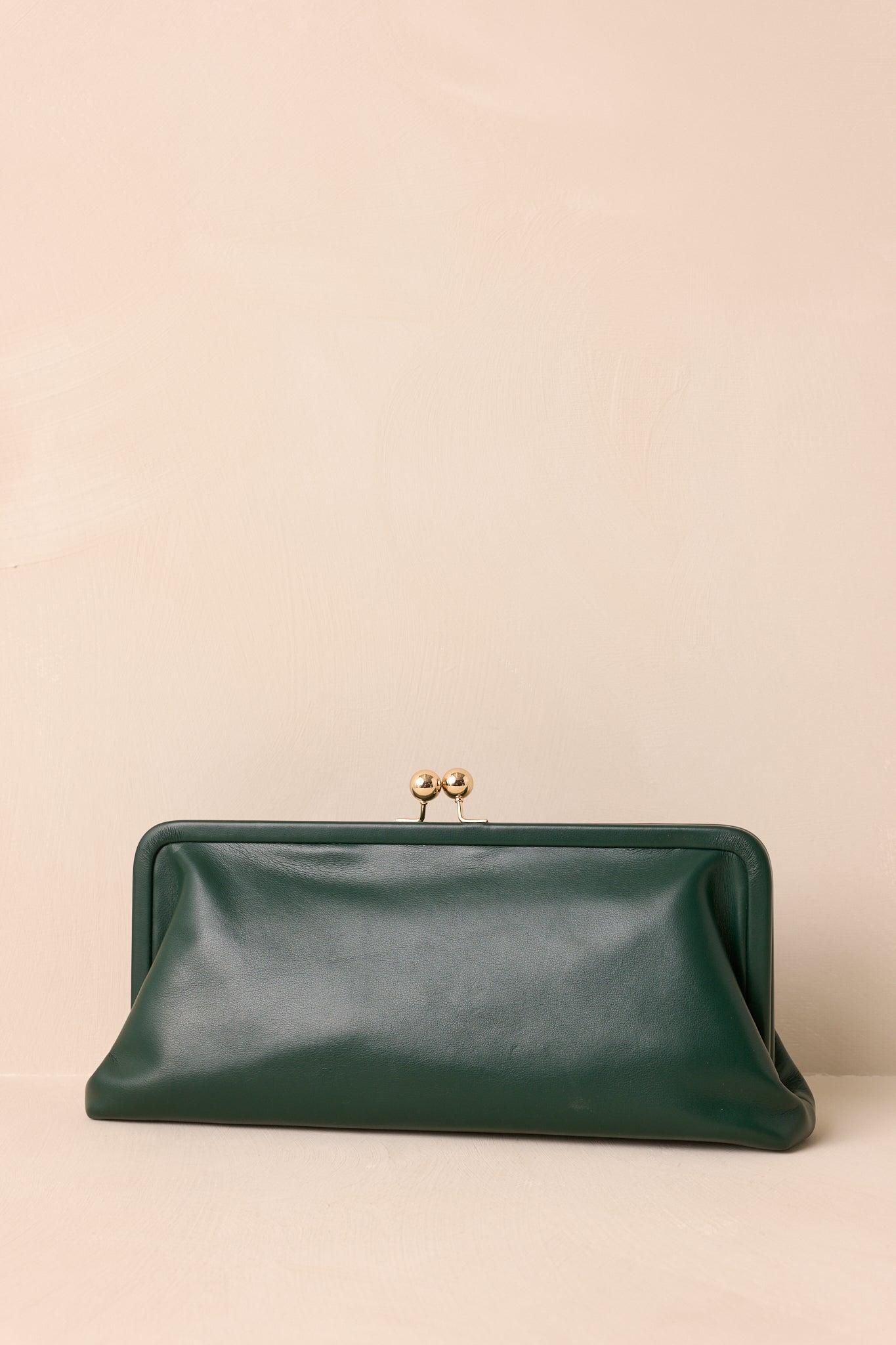 In Case You Missed It Forest Green Faux Leather Clutch Handbag Product Image