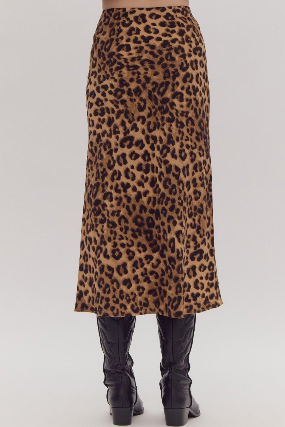 Lydia Leopard Midi Slip Skirt Product Image