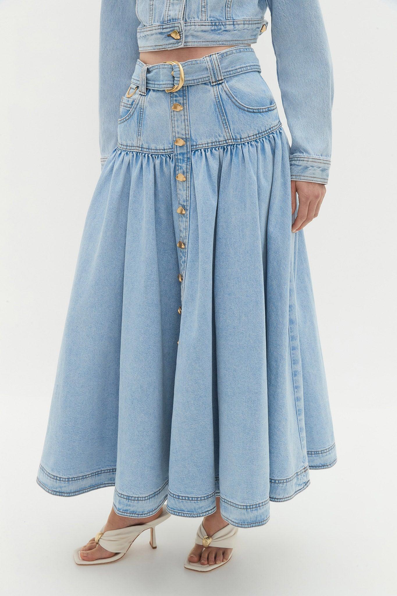 Elena Denim Midi Skirt Product Image