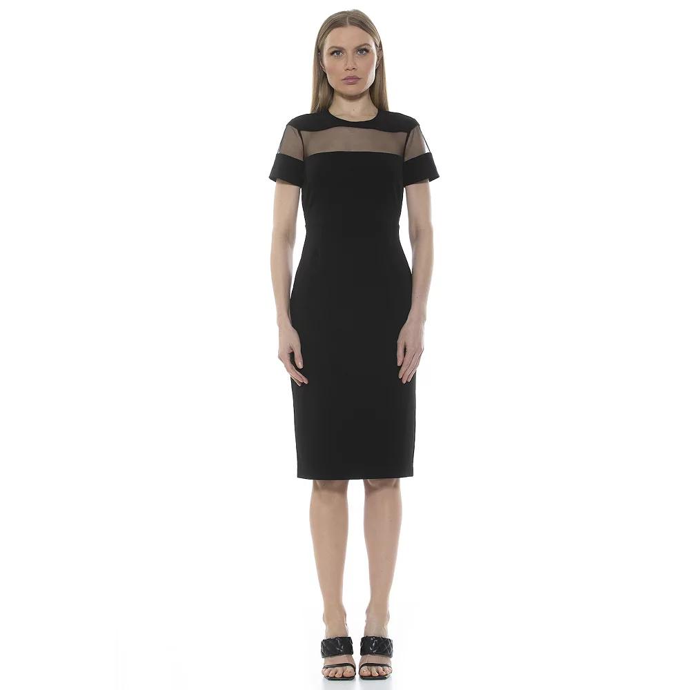 Women's ALEXIA ADMOR Everleigh Illusion Neck Midi Dress,  Product Image