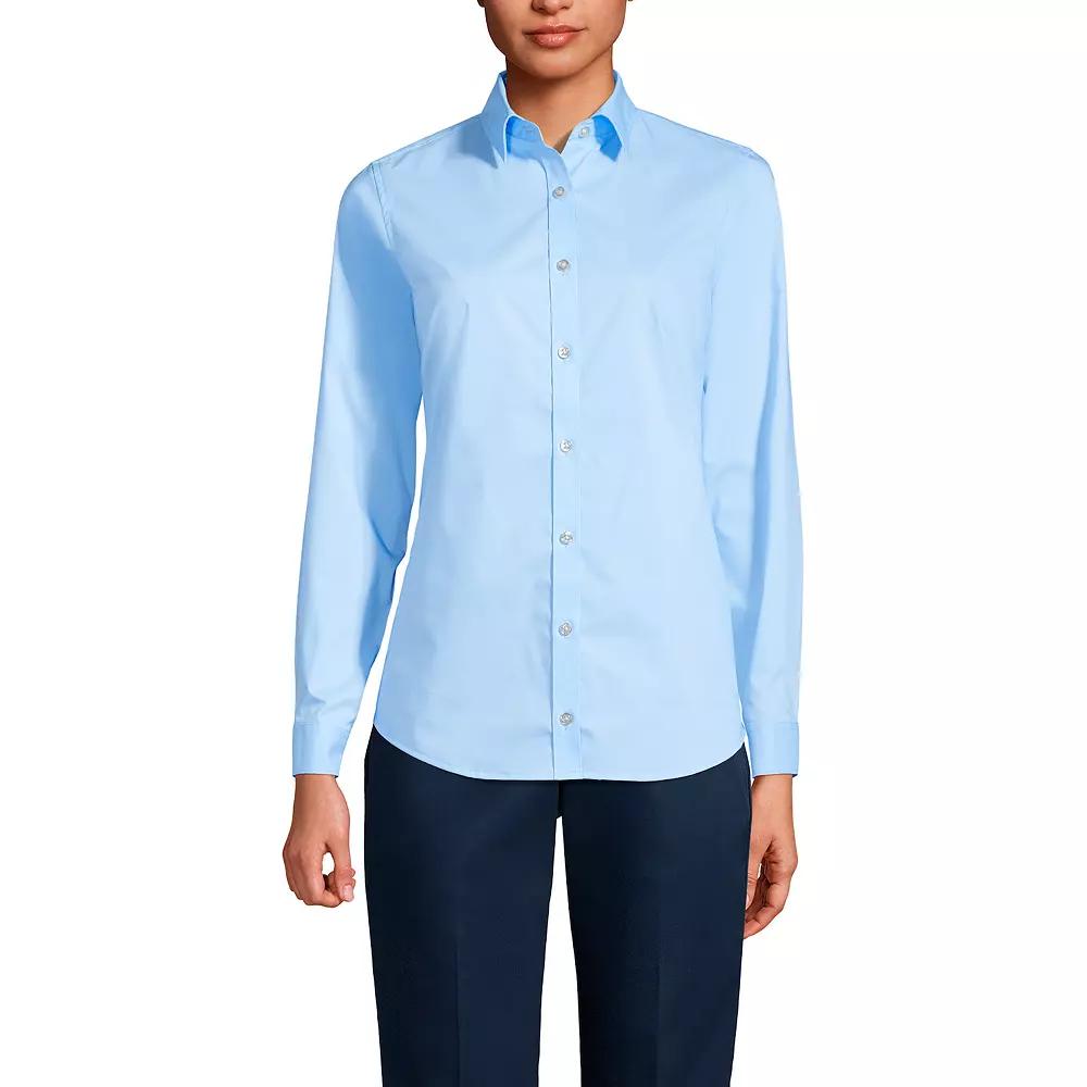 Women's Lands' End School Uniform No Gape® Long Sleeve Collared Stretch Shirt,  Product Image