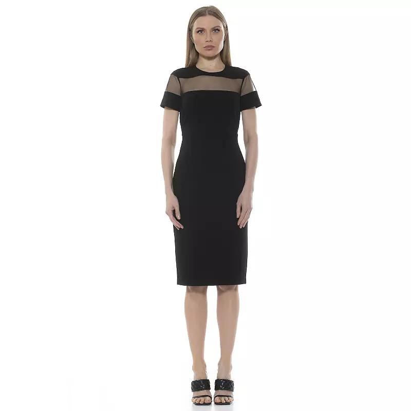 Women's ALEXIA ADMOR Everleigh Illusion Neck Midi Dress,  Product Image