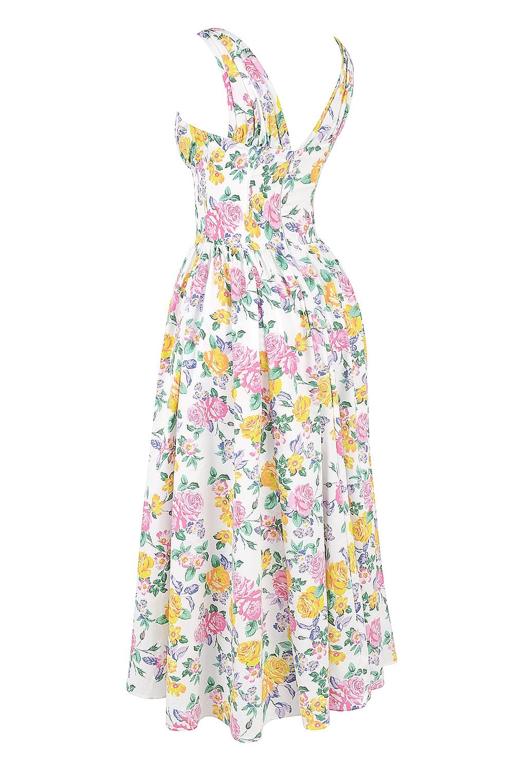 Emmelina  white vintage rose print cotton corset sundress Product Image