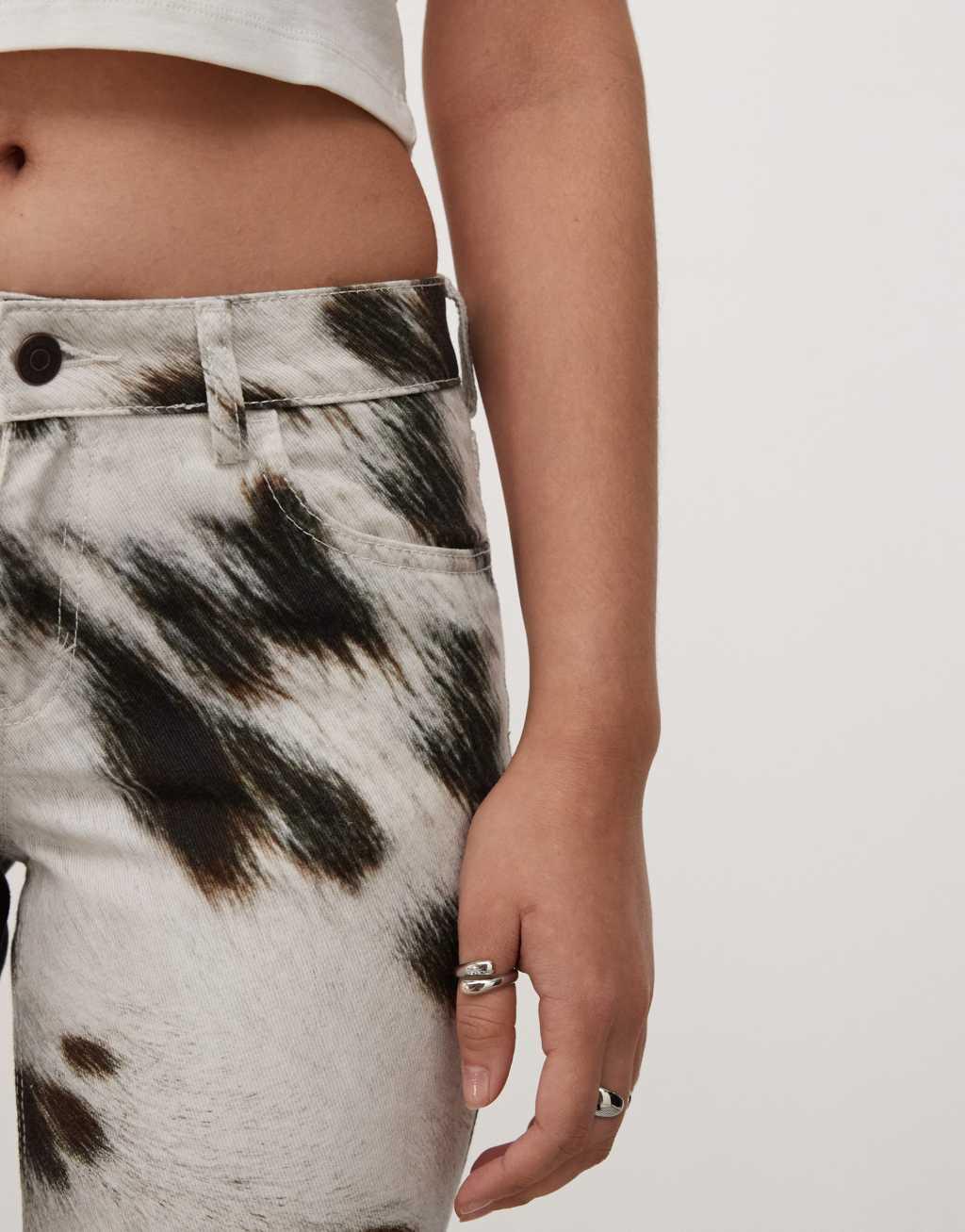 Weekday low rise straight leg pants in cow print Product Image