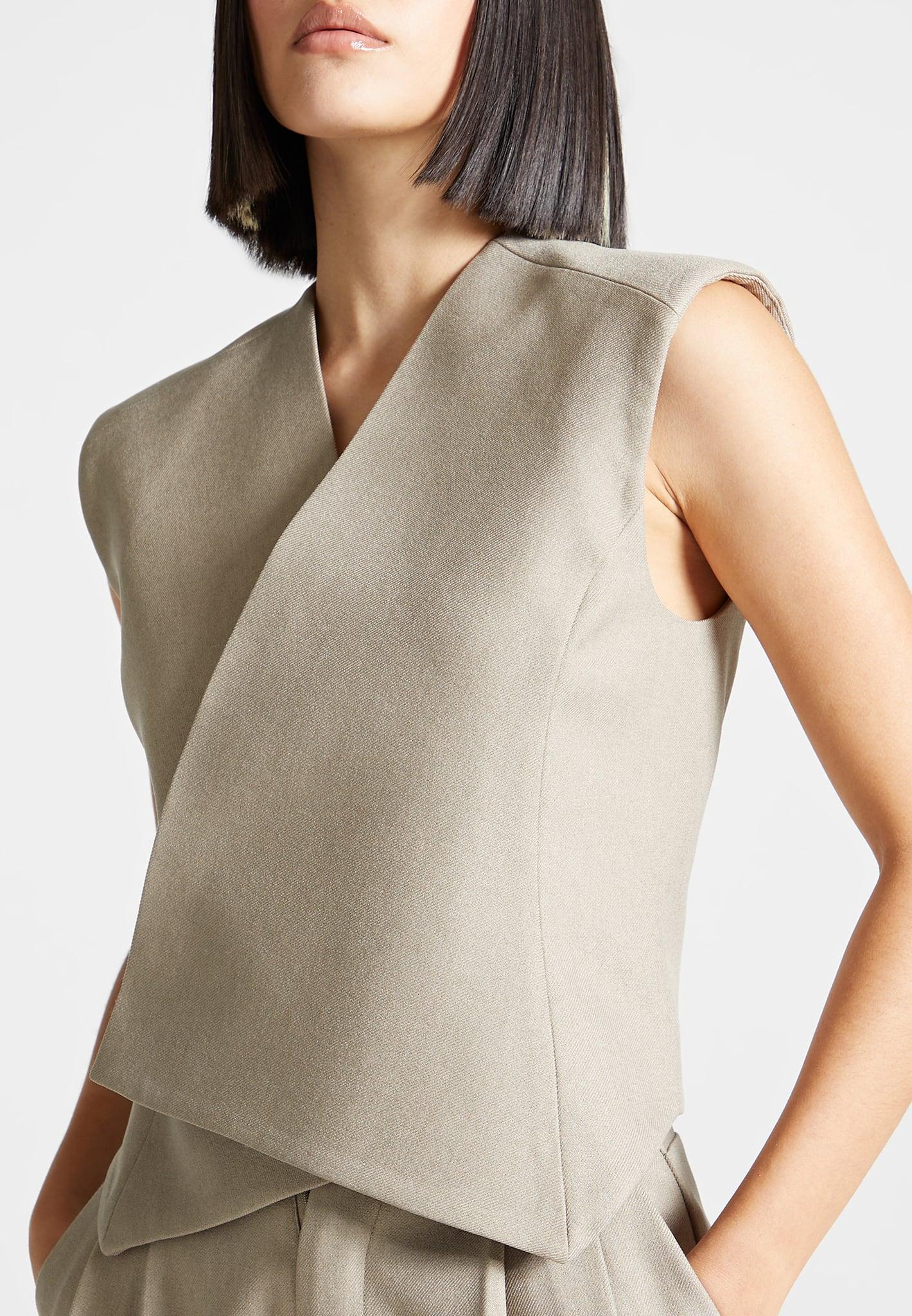 Laurence - Tailored Wrap Waistcoat - Beige Female Product Image