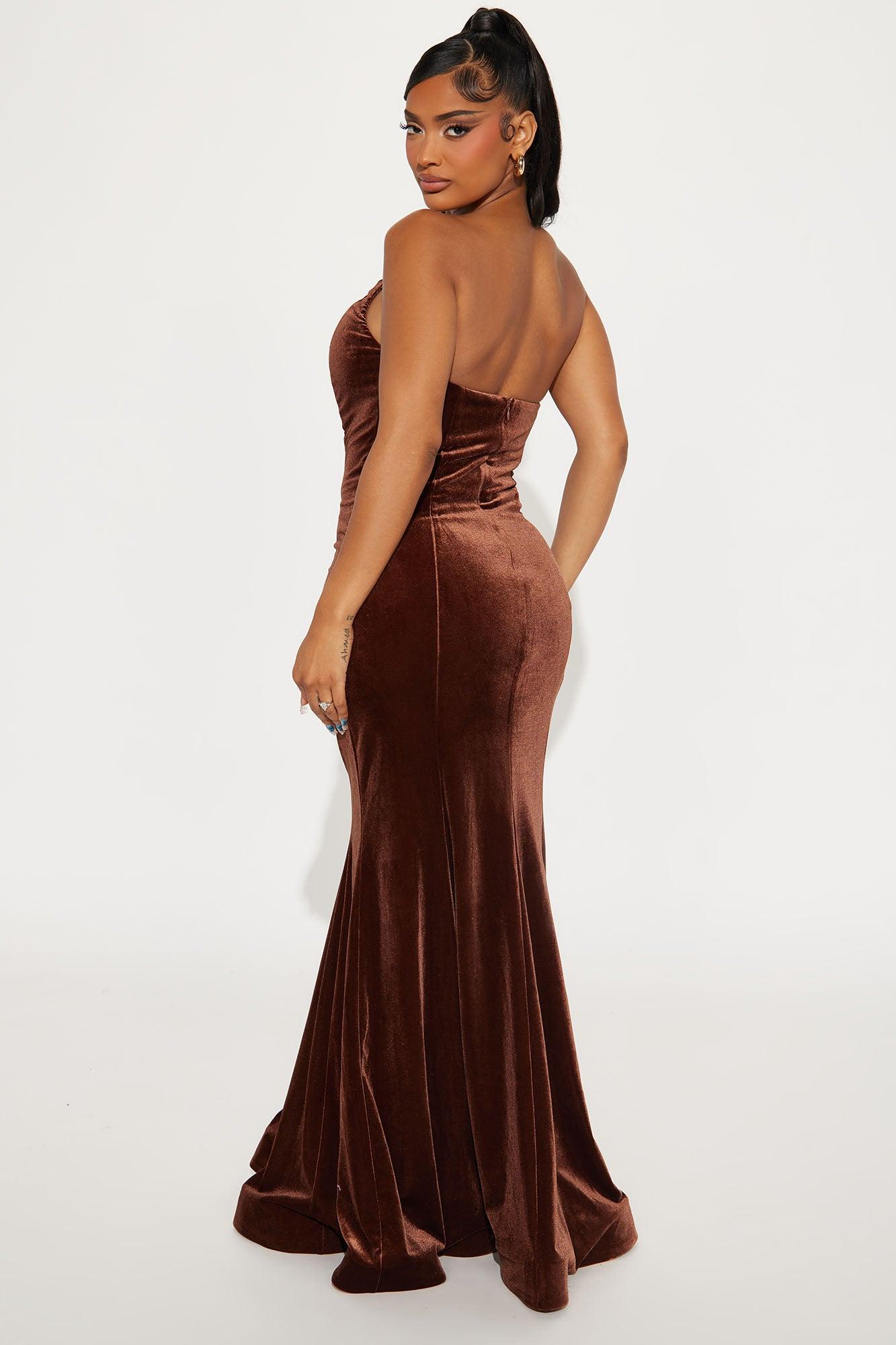 Lydia Velvet Maxi Dress - Chocolate Product Image