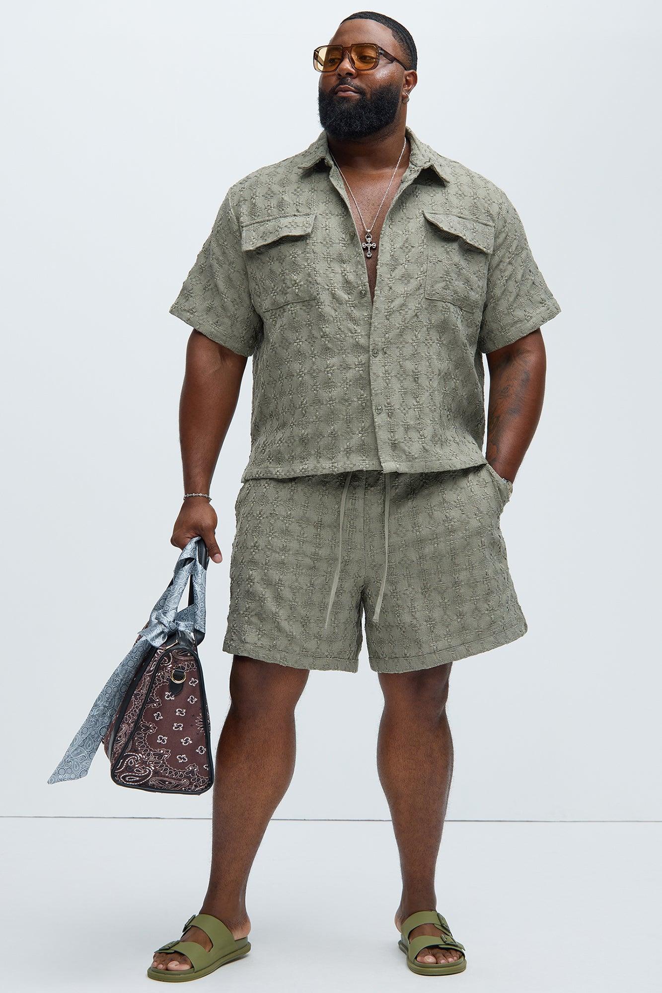 Mav Textured Shorts - Olive Product Image