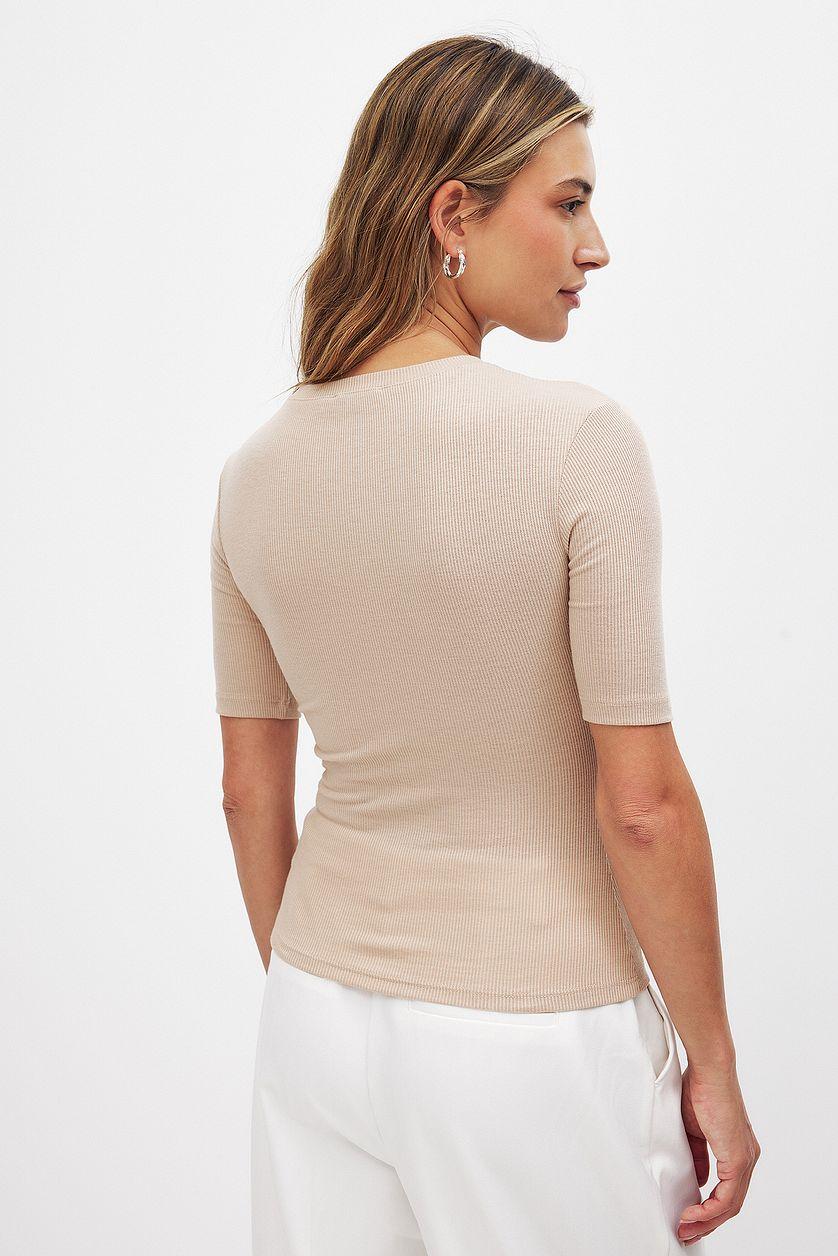 Round Neck Ribbed Top Product Image