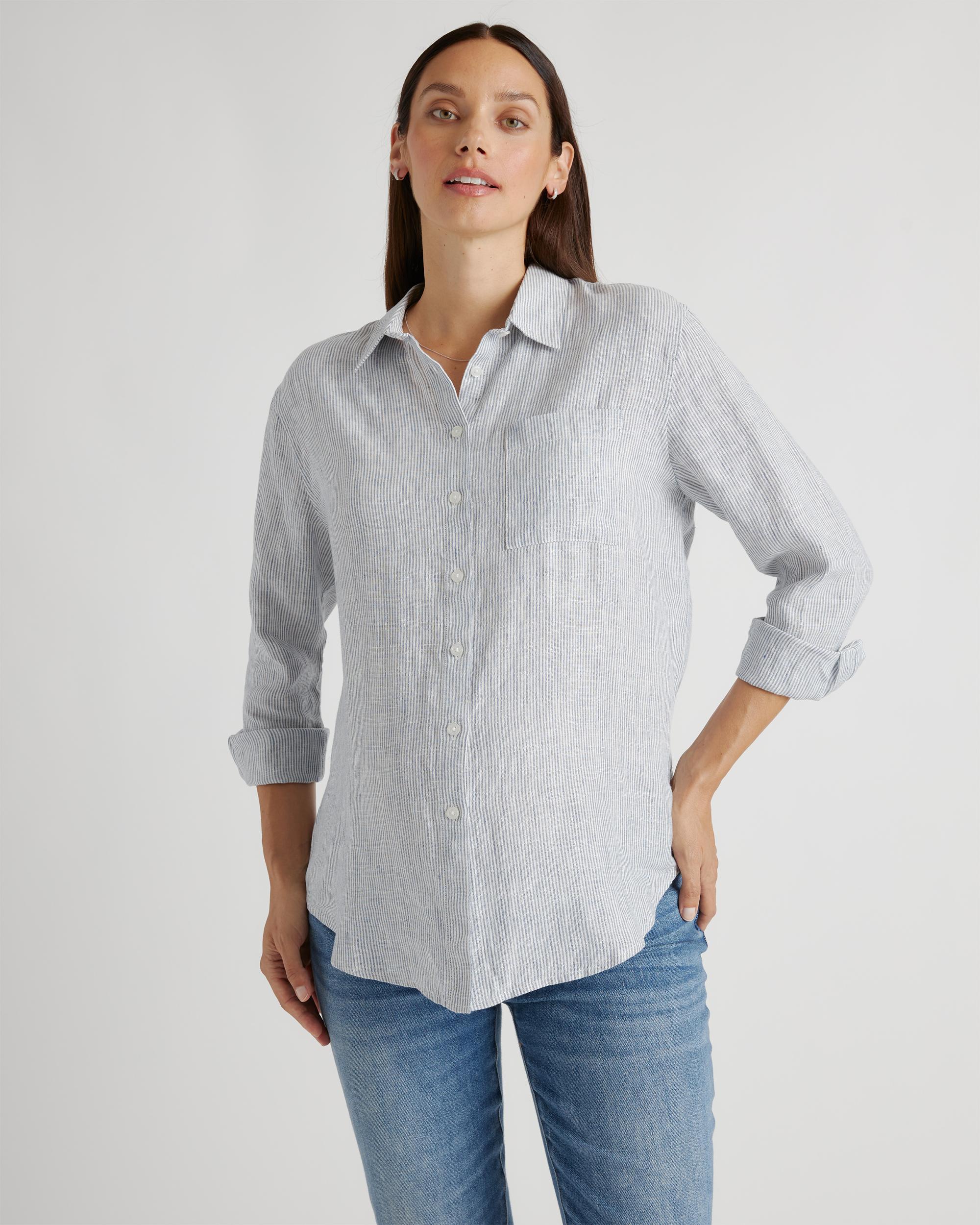 Quince | Women's 100% European Linen Maternity Long Sleeve Shirt Size XS Product Image