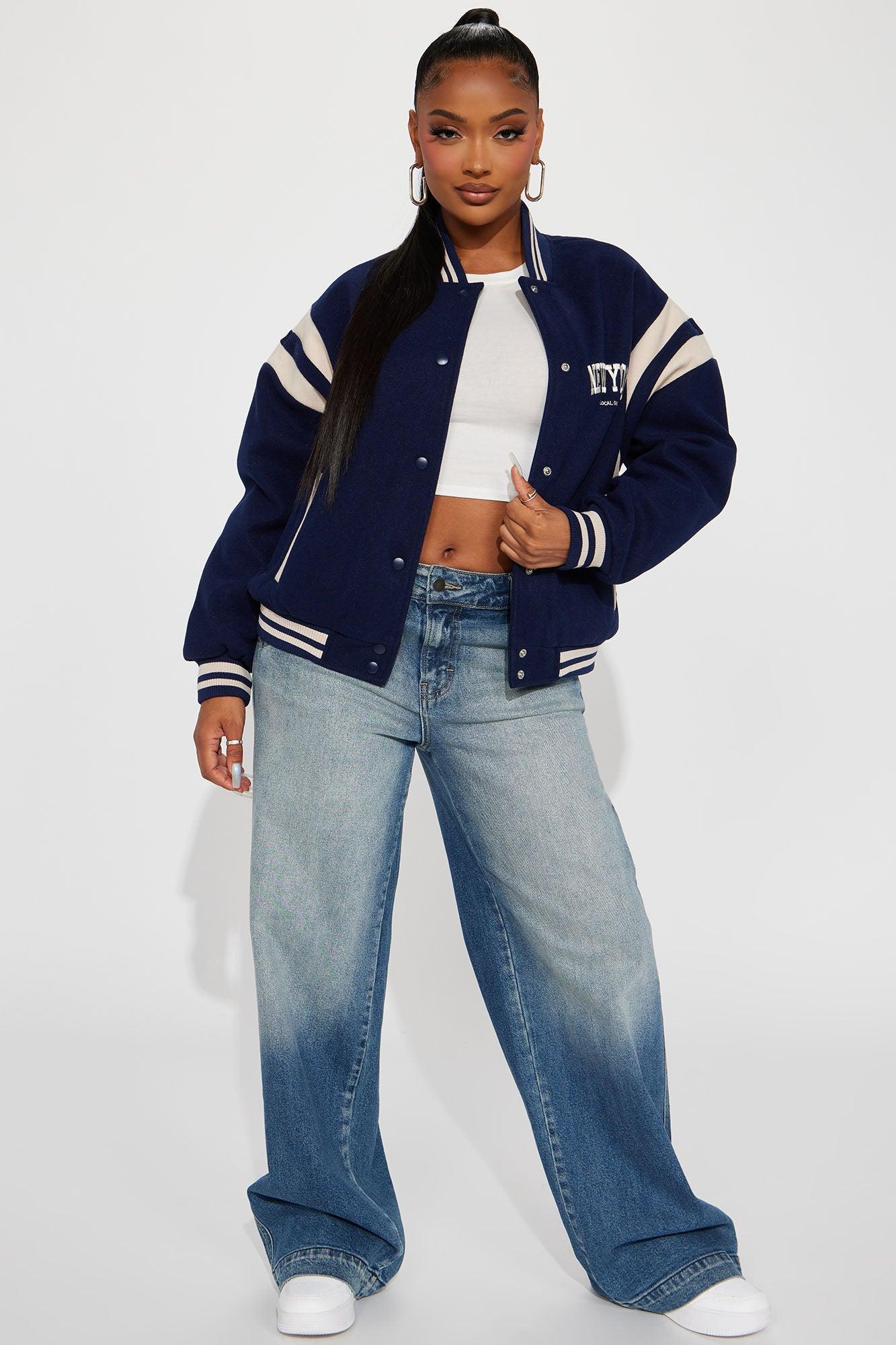 Manhattan Babe Varsity Jacket - Navy Female Product Image