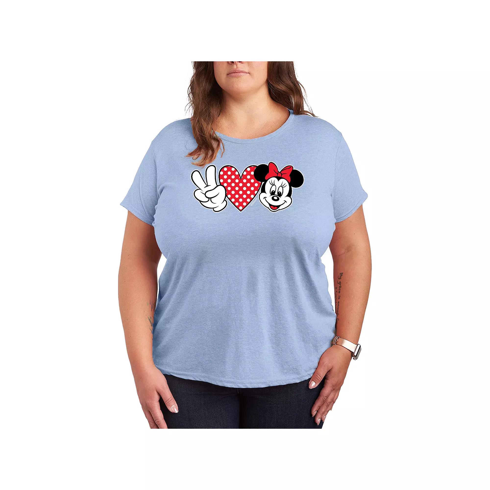 Disney's Minnie Mouse Plus Peace Love Graphic Tee, Women's,  Product Image
