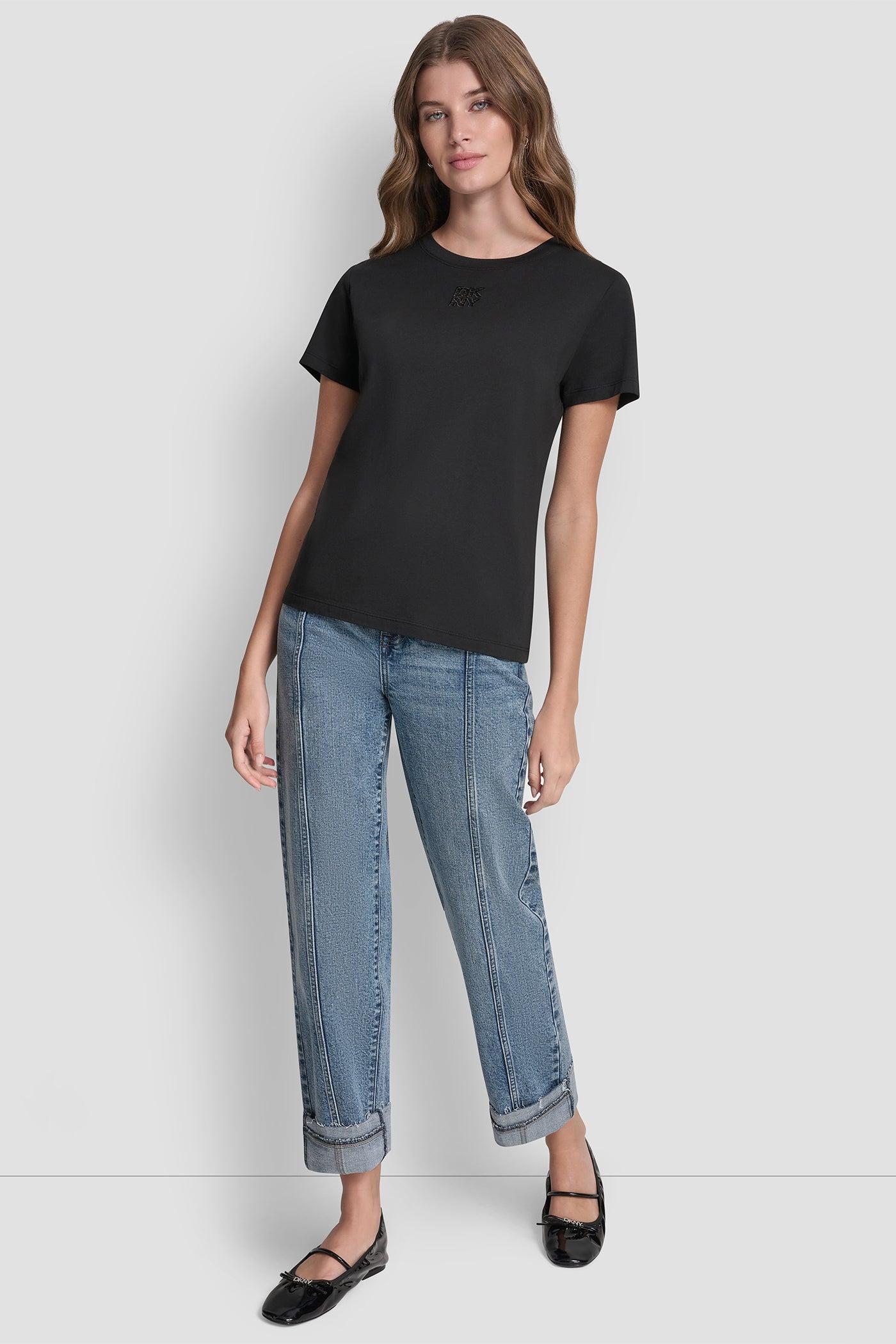 DKNY STACKED EYELET LOGO TEE Product Image